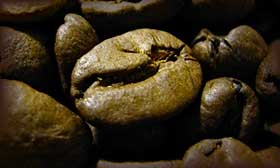foto di chicchi di caffè parzialmente tostati