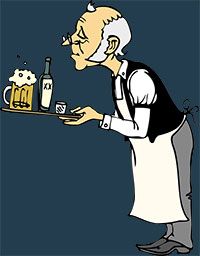 Old barman-disegno ironico di un vecchio barista come sono io